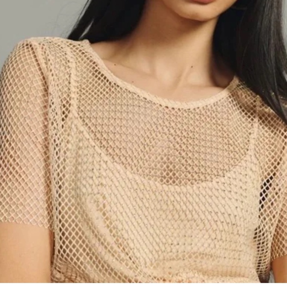 Elegant Cream Mesh Top